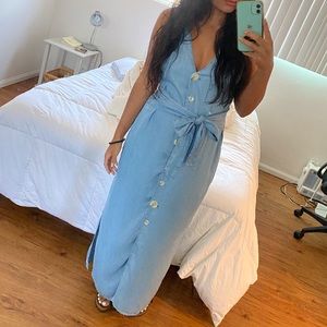 Zara Midi Denim Front Botton Dress